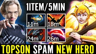 TOPSON SPAMMING NEW HERO! 5min 1Item 100% Master Mid Dawnbreaker OG Core 7.29 Dota 2 Pro Guide