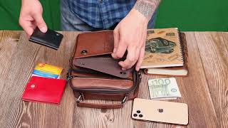 Стильна вертикальна чоловіча сумка із натуральної шкіри Vintage 21954 світло-коричнева