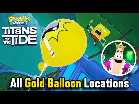 SpongeBob: Titans of the Tide - All Gold Balloon Locations (Unlock King Patrick Costume)