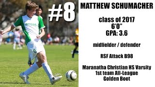 Matthew (Matt) Schumacher class of 2017 soccer highlights mid/def
