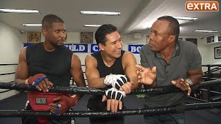 Usher & Mario Lopez Go for a Round of Boxing with Sugar Ray Leonard as Referee