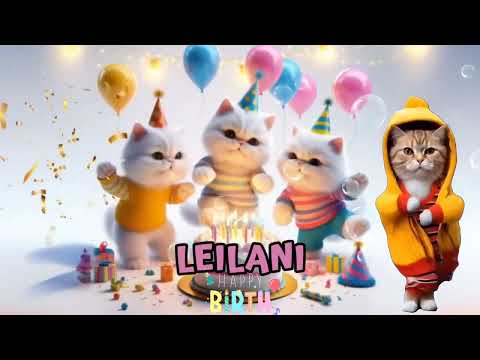 LEILANI HAPPY BIRTHDAY SONG - HAPPY BIRTHDAY LEILANI | Happy Birthday With Cat Names
