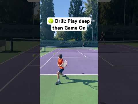🎾 Tennis drill: Play deep then Game On - Maxime 8 years old junior player #shorts