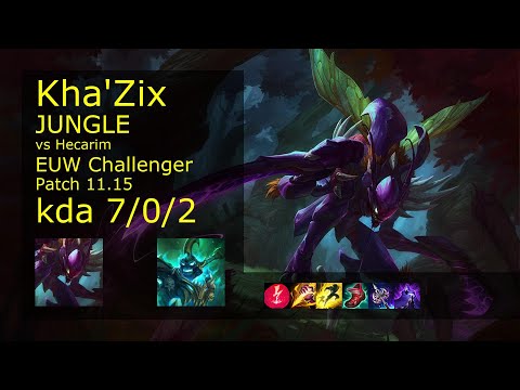 Kha'Zix vs Hecarim Jungle - EUW Challenger 7/0/2 Patch 11.15 Gameplay