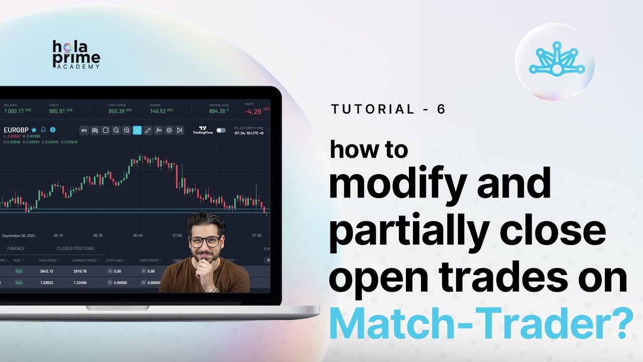 So ändern und schließen Sie eine offene Position bei Match Trader teilweise | Hola Prime