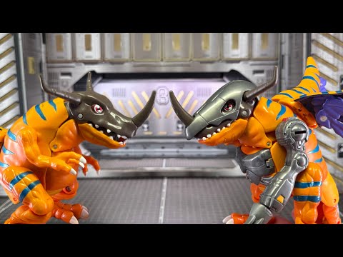 1999 Digivolving Greymon / MetalGreymon Vintage Toy Review & Transformation - Digimon - Bandai