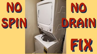 How To Repair - GE Stackable Washer Dryer Combo not Spinning or Draining