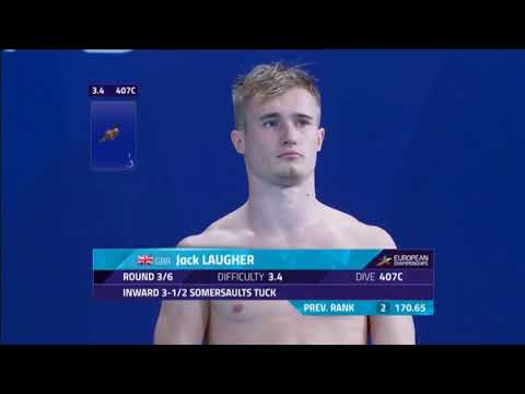 3m SPRINGBOARD MENS- Final - Dive 3 - Last four divers - European Championships- 9th August 2018