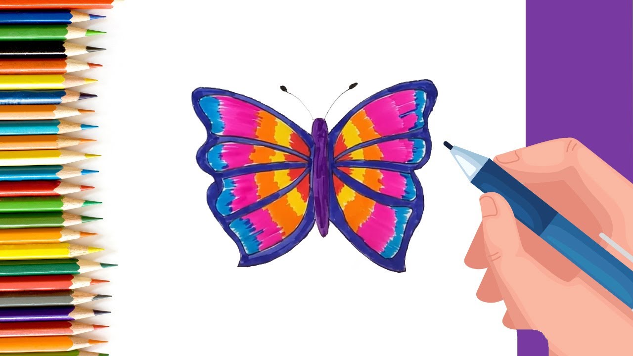 How To Draw Beautiful RAINBOW Butterfly | Coloring Book Tutorials | Kids Fun Learn Club