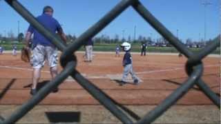 preview picture of video 'Brody Cox (4 yrs old) playing in his 1st baseball game in the 5-6 yr old coaches pitch league'