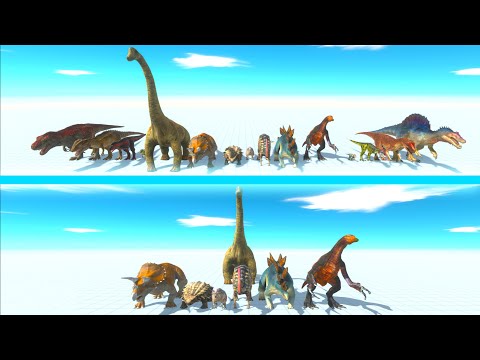 ALL DINOSAURS Team vs HERBIVORE DINOSAURS Team - Animal Revolt Battle Simulator ARBS