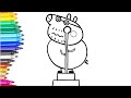 Drawing And Coloring Peppa Pig Daddy Pig Is Scared Of Height For Kids Drawing Coloring