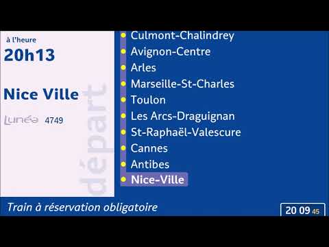 Annonce SNCF Train Corail Lunéa 4749 Luxembourg - Nice [HD - animé]