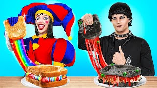 Rainbow vs Dark Cooking Challenge || What Kind of Food Do You Prefer? By 123 GO!