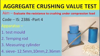 AGGREGATE CRUSHING VALUE TEST || Crushing test ! Crushing test of aggregate ! Test of aggregate