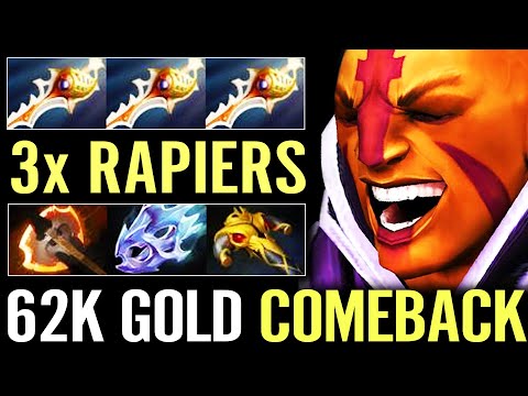 WTF 62K Gold Comeback Is REAL!!! 1100LH 3x Rapier Anti Mage Never Give Up Epic Dota 2 Pro Gameplay