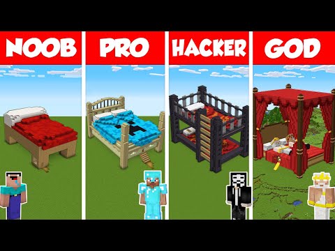 WiederDude - Minecraft TNT BED HOUSE BUILD CHALLENGE - NOOB vs PRO vs HACKER vs GOD / Animation
