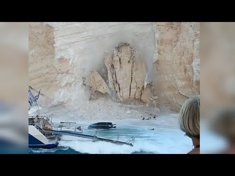 Massive Cliff Collapse on Navagio beach, Zakynthos - Greece