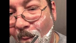 Burts bees shave cream, doesn't require water. Watch as I Bang my head and figure it out. Lol