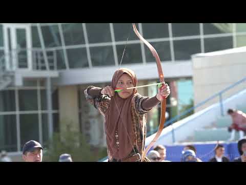 International Traditional Archery Tournament in Kazakhstan 2023. Woman's Final (Zhamby target).
