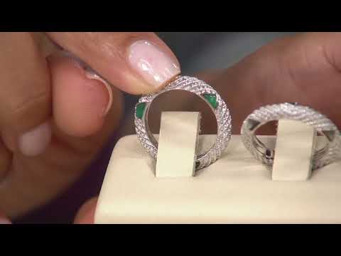 Trillion-Cut Opaque Gemstone Band Ring, Sterling Silver on QVC