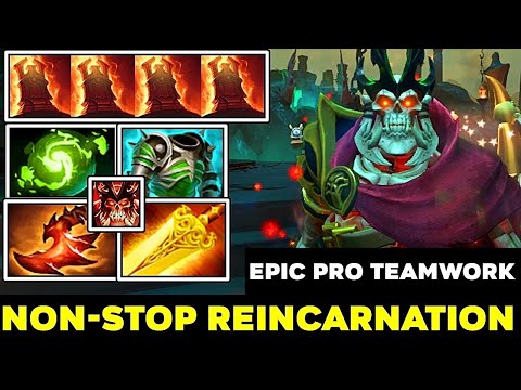Non-Stop Reincarnation [ Wraith King ] Refresher 1vs9 Epic Pro Teamwork Dota 2 TI12