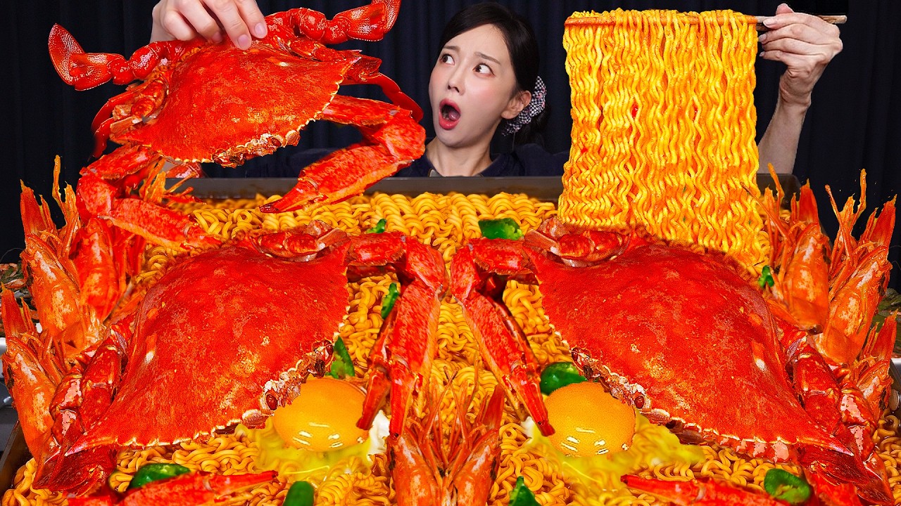 꽃게 🦀 라면 ! 국물 한 입에 감탄 터진 역대급 먹방 🍜 Crab Seafood Ramen Mukbang Ssoyoung ASMR