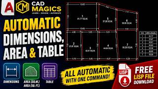 AutoCAD Automatic Dimensions, Area & Table in One Command | FREE LISP