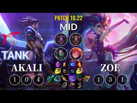TLN Tank Akali vs Zoe Mid - KR Patch 10.22