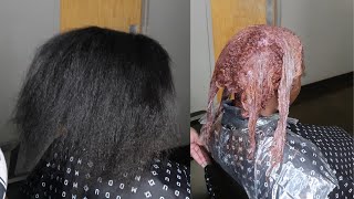 How to bleach & color RELAXED hair | Trim | Silk Press | Client Reaction