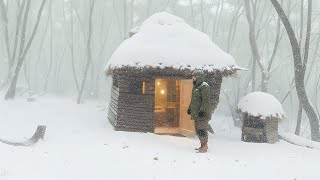 Building a Cozy Bushcraft Log Cabin | Warm Survival Shelter with Fireplace
