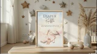 Minimalist Diaper Raffle Set | Premium Editable Baby Shower Stationery