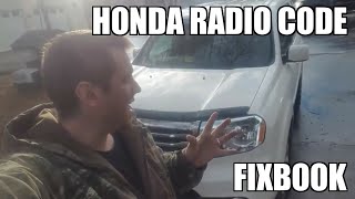 Radio Code 09-15 Honda Pilot Serial Number "How to"