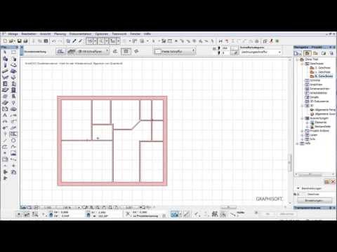 Archicad 16 Basics 5 Tutorial: Copying wall floor plans from hatching