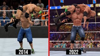WWE 2K22 Vs. WWE 2K15! (Finishers Comparison)