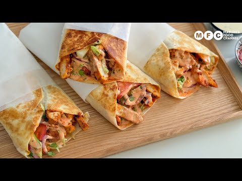 Chicken Shawarma Wrap With Garlic Sauce Recipe | Ready in 20 Minutes