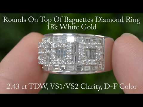 Rounds On Top Of Baguettes Diamond Ring in 18k White Gold (2.43 ct TDW, VS1/VS2 Clarity, D-F Color)