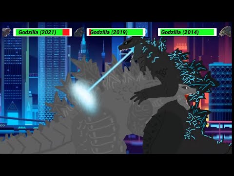 [DC2] Godzilla 2021 vs Godzilla 2019 vs Godzilla 2014 | ANIMATION with healthbars