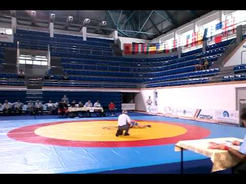 Wrestling European Championship 2013 MKD (red) SRB (blue) 58kg