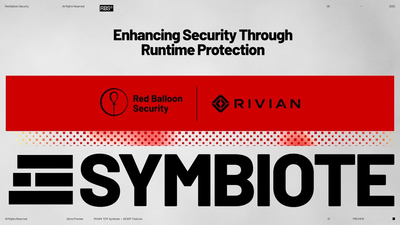Runtime Defense Demo: Symbiote on Rivian TCM + AESOP Security Alerts