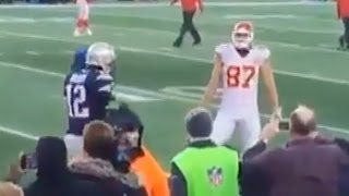 Travis Kelce Mocks Tom Brady During Warmups