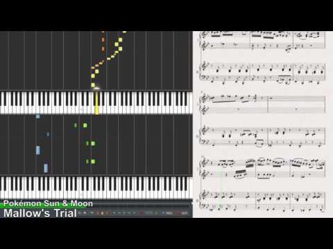 Mallow's Trial - Pokémon Sun & Moon (2 pianos Synthesia Piano Tutorial)