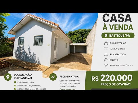 CASA COM 3 QUARTOS PERTO DO CENTRO DE IBAITI R$220MIL