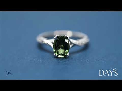 Maine Green Tourmaline Ring in 14kt White Gold with Diamonds (1/7ct tw)
