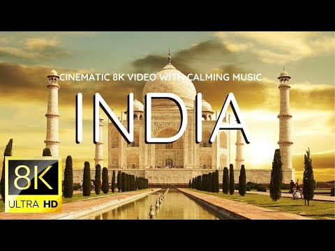 India from the sky, relaxing music cinematic background 8K Video