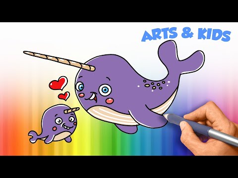 how to draw cartoon Narwhal