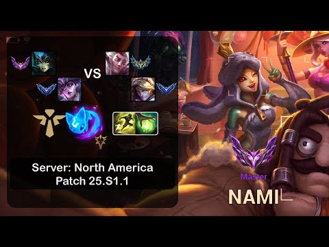 Nami Support + Syndra vs Rakan + Ezreal - NA Master - Patch 25.S1.1