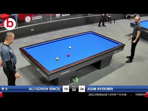 ALİ GÜVEN SİNCİL & ASIM AYDEMİR Bilardo Maçı - 2022 ERKEKLER 1.ETAP-9.TUR