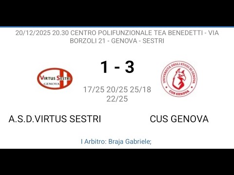 Seconda Divisione 2025/26: Virtus Sestri Volley vs Cus Genova