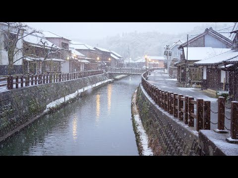 雪に染まる佐原の町並み（香取市国際交流員）